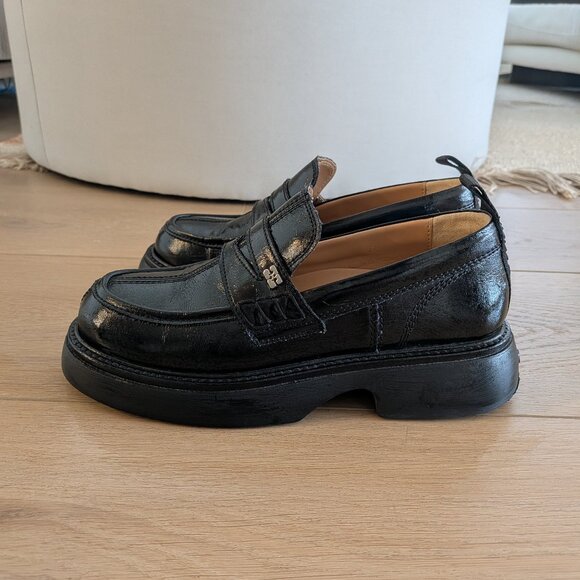 Ganni Black Everyday faux-leather Loafers - US 7 - Picture 3 of 7
